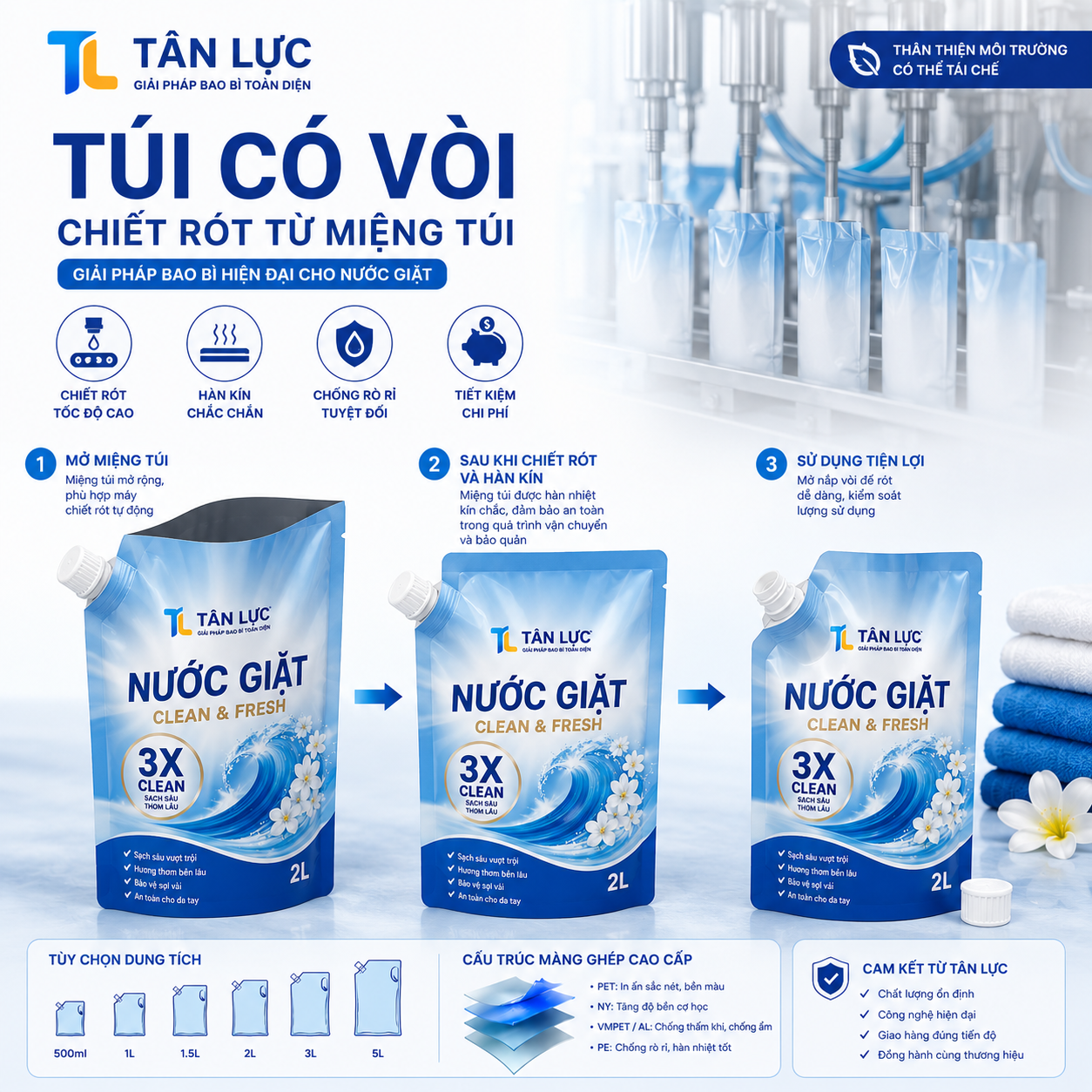 Túi Nước Giặt Có Vòi Chiết Rót Từ Miệng Túi